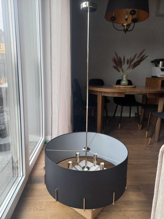 Żyrandol mosiężny NEMI nem-zwd-5 czarny abażur nikiel KUTEK MOOD