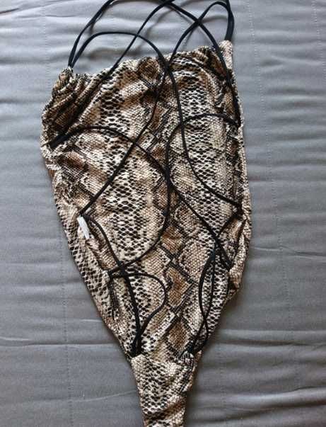 Bardzo seksowne body, strój w print wężowy, r M