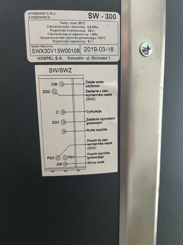 Wymiennik C.W.U z wężownicą 300 l