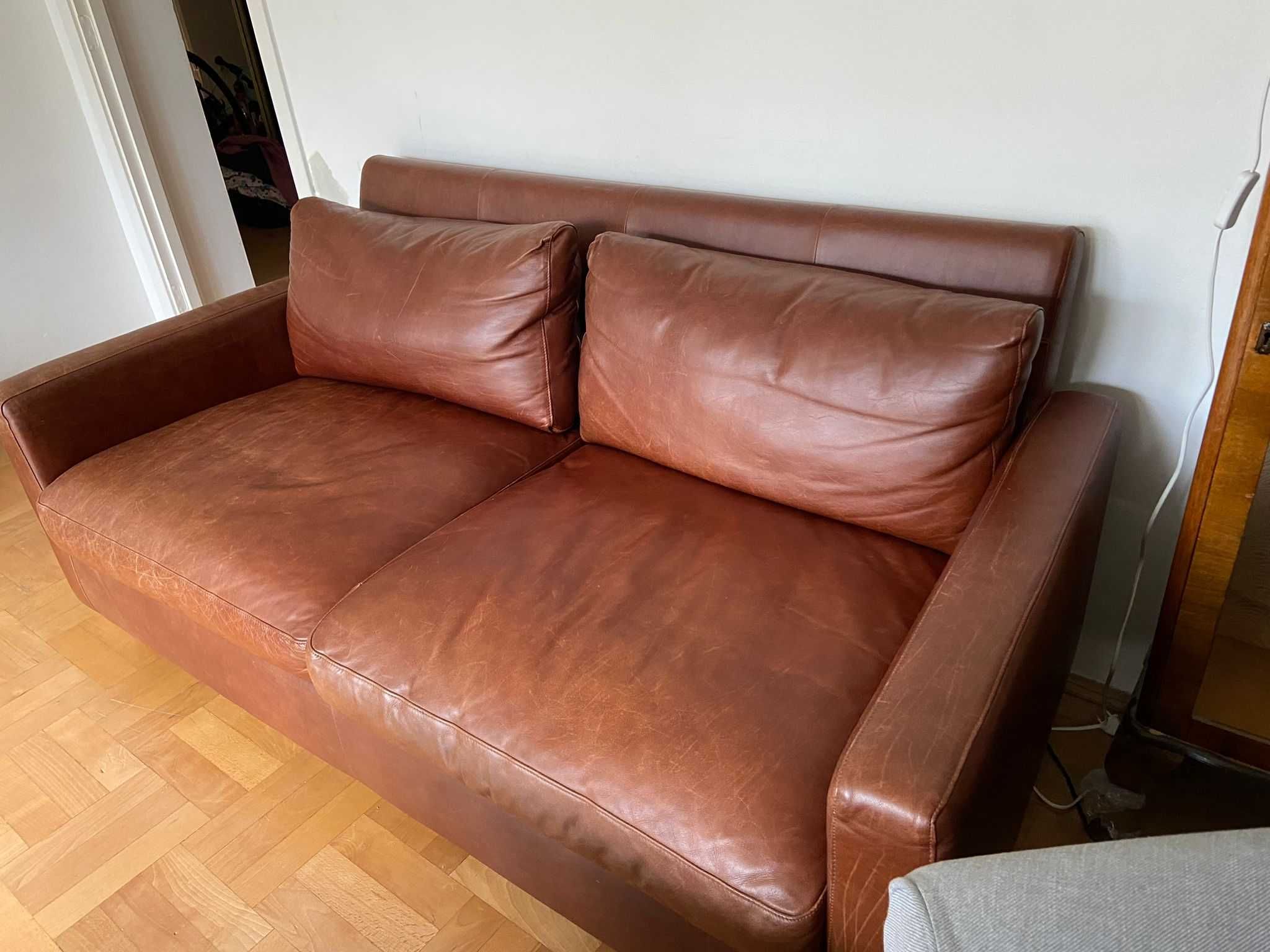 sofa HABITAT kanapa skórzana brązowa