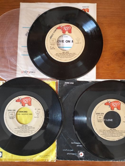 Lote de 3 singles Bee Gees