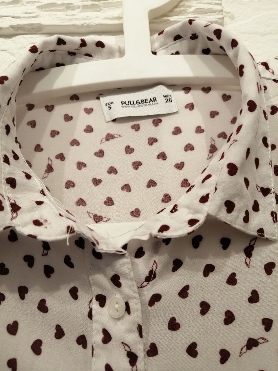Koszula/bluzka Pull&Bear biała w serduszka rozm s