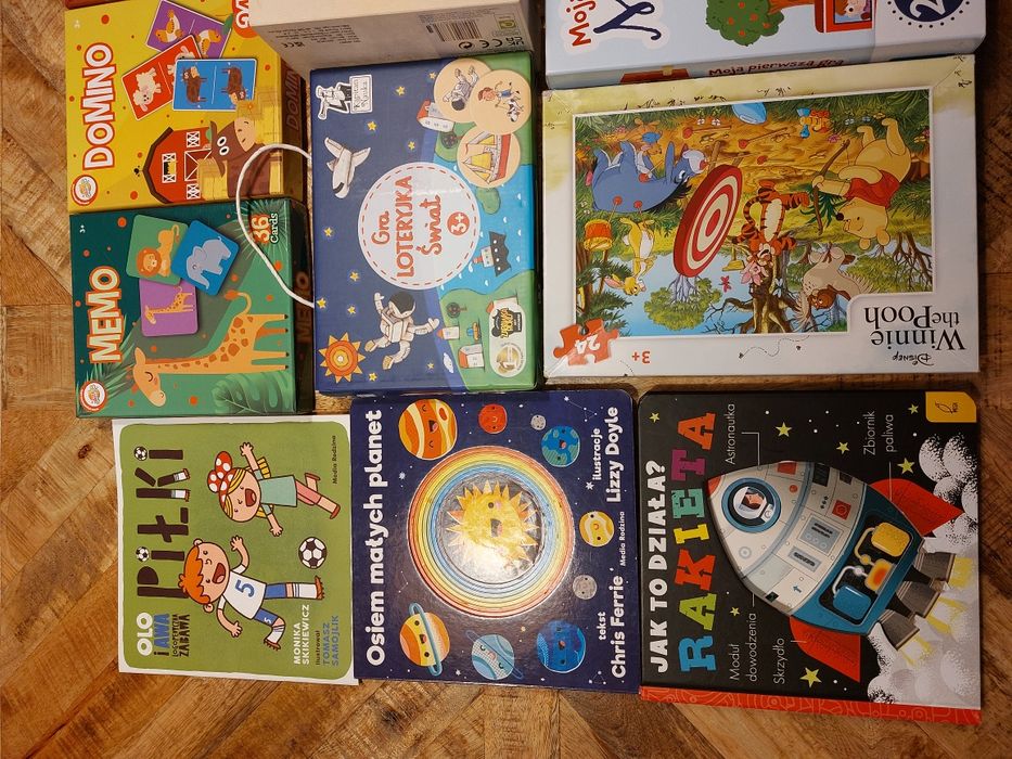 Zestaw zabawek dla dzieci 2-4 latka puzzle gry książki