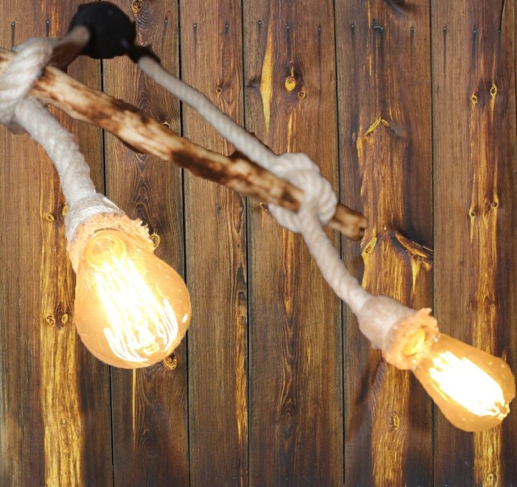 Lampa wisząca sznur, retro, vintage+2xEDISON ST- zestaw okazja!