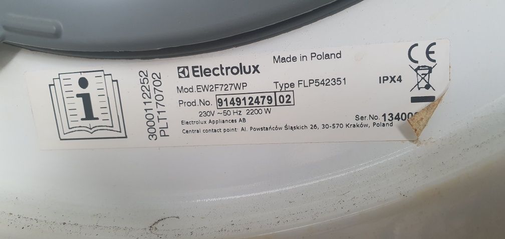 Okno drzwi wziernik do pralki Electrolux