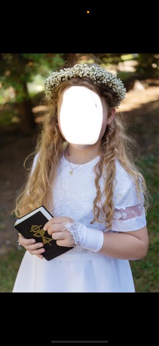 Sukienka komunijna alba DUBER Selena bolerko i rękawiczki