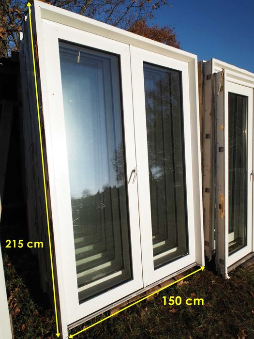 Drzwi tarasowe, dwuskrzydłowe PRIMO SYSTEM PCV, z demontażu 150/215 cm