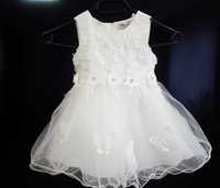 Sukienka biała/ecru, rozmiar 74/80 na uroczystości typu wesele chrzest