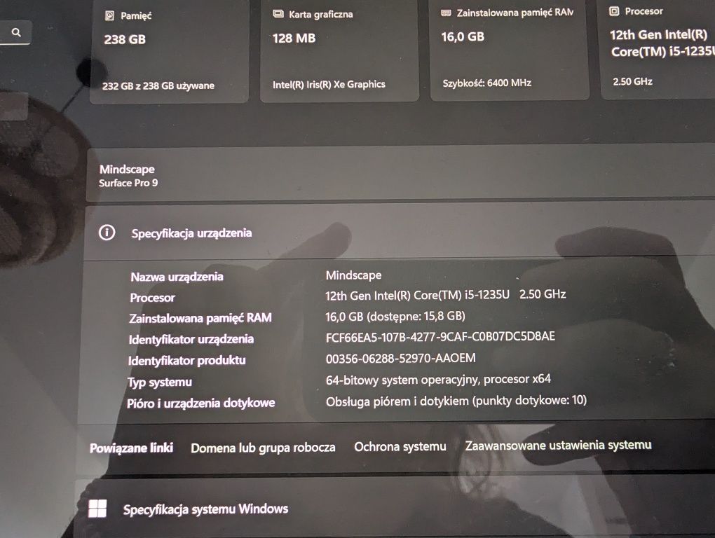 Surface Pro 9 i5-1235U 16GB 256GB