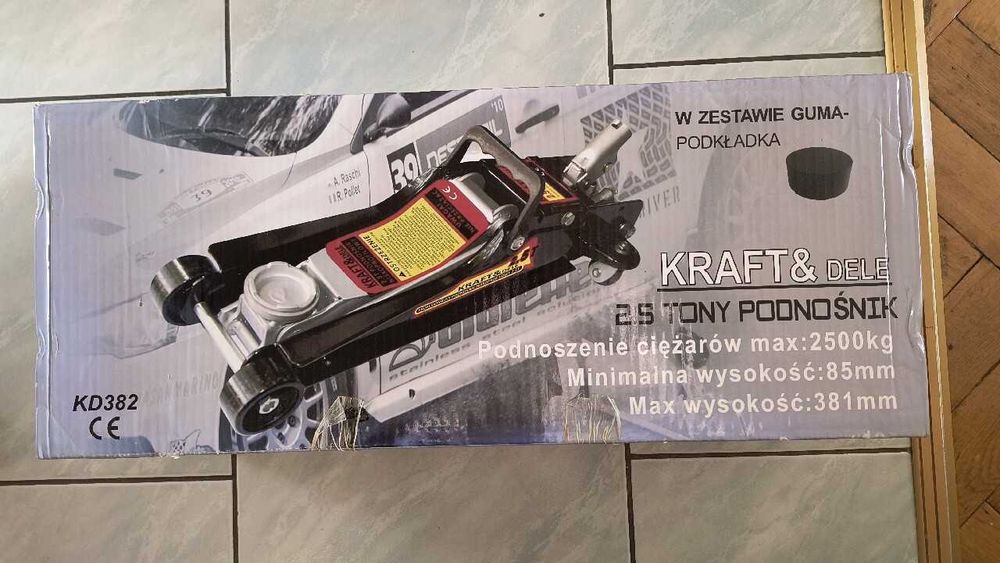 Podnośnik nisko profilowy hydrauliczny, żaba, jak nowy, 2,5 Tony