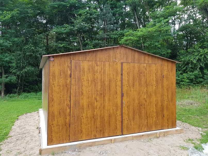 Garaż blaszany 4x5 złoty dąb, dach spad boczny, małopolska