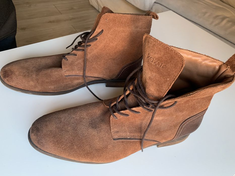 Brązowe trzewiki z zamszu - Kazar