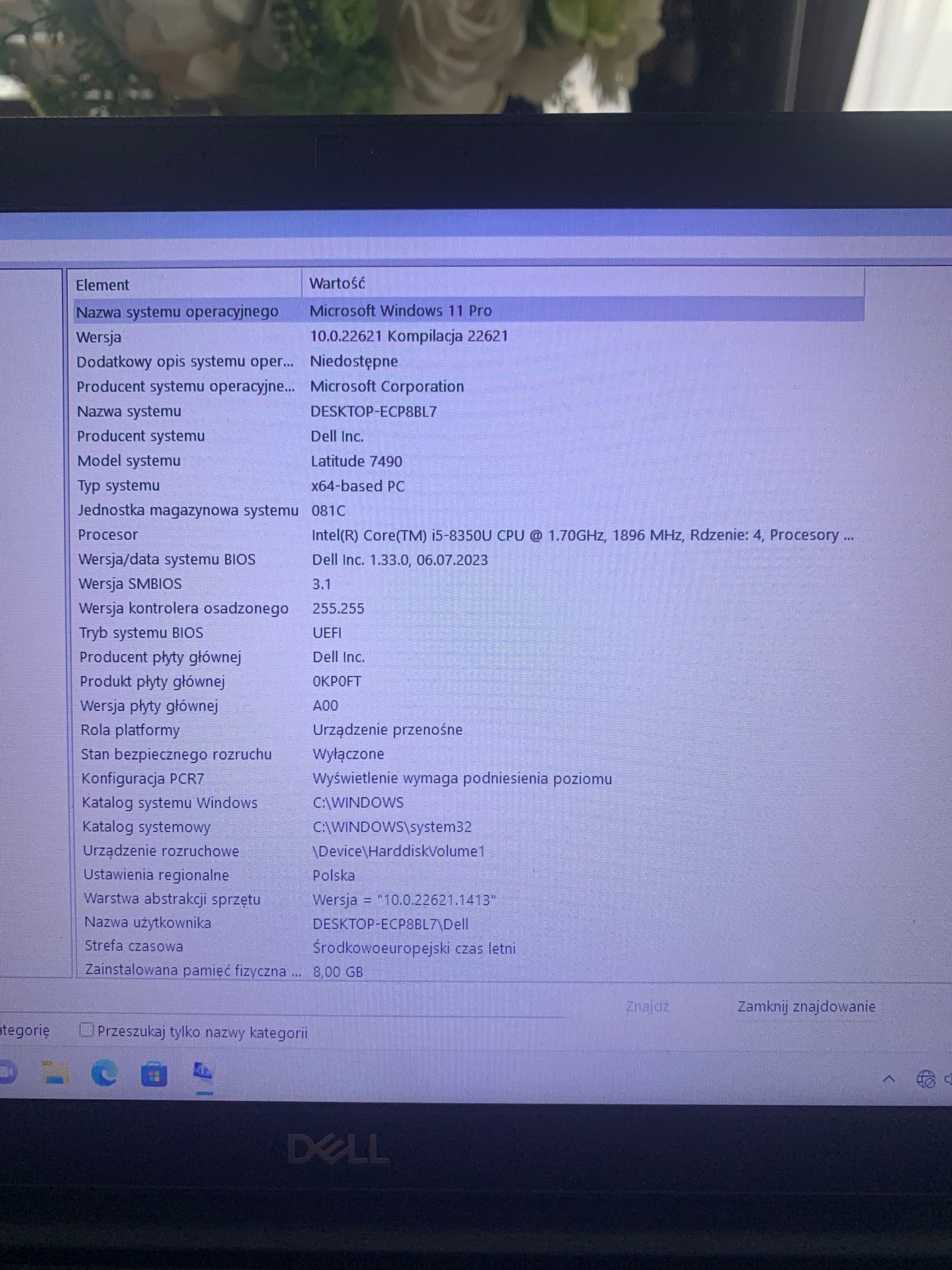 Laptop dell latitude 7490