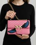 Torebka Pinko Classic Love Wings skrzydła różowa na łańcuszku