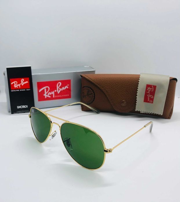 Солнцезащитные очки Ray Ban Aviator Large Metal 3025 Green 58мм стекло