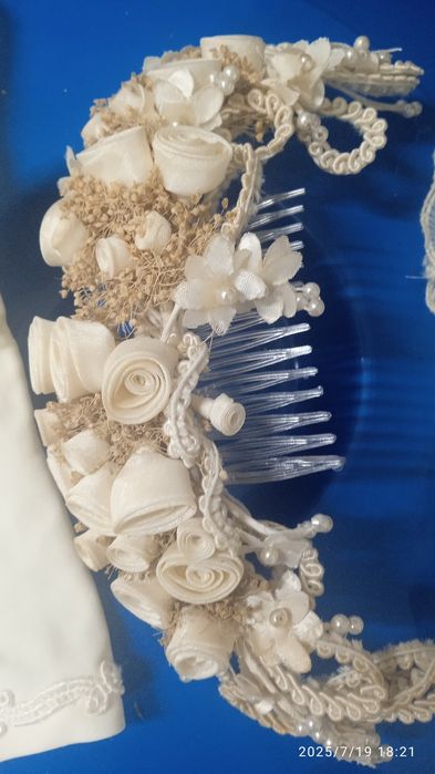 Conjunto luvas, toucado e liga de noiva