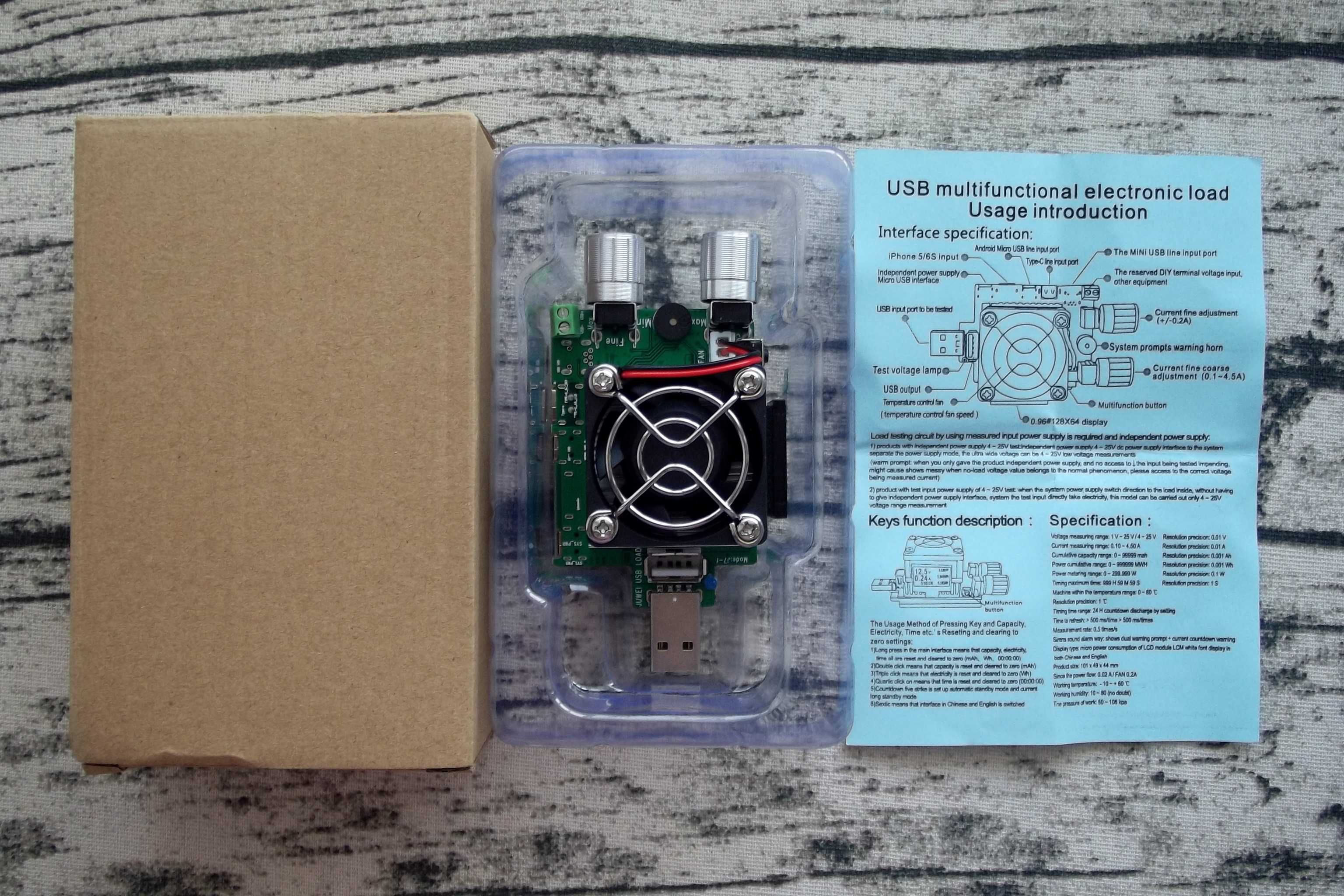 USB нанрузка, резистор навантажувач 35 Вт JUWEI JW-D2 (J7-f) тестер