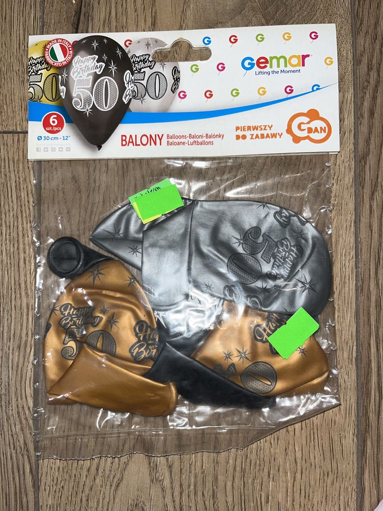 Balony Premium `Happy Birthday 50`metaliczne