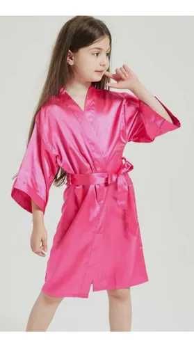 Szlafrok kimono dla dziewczynki różowe 140