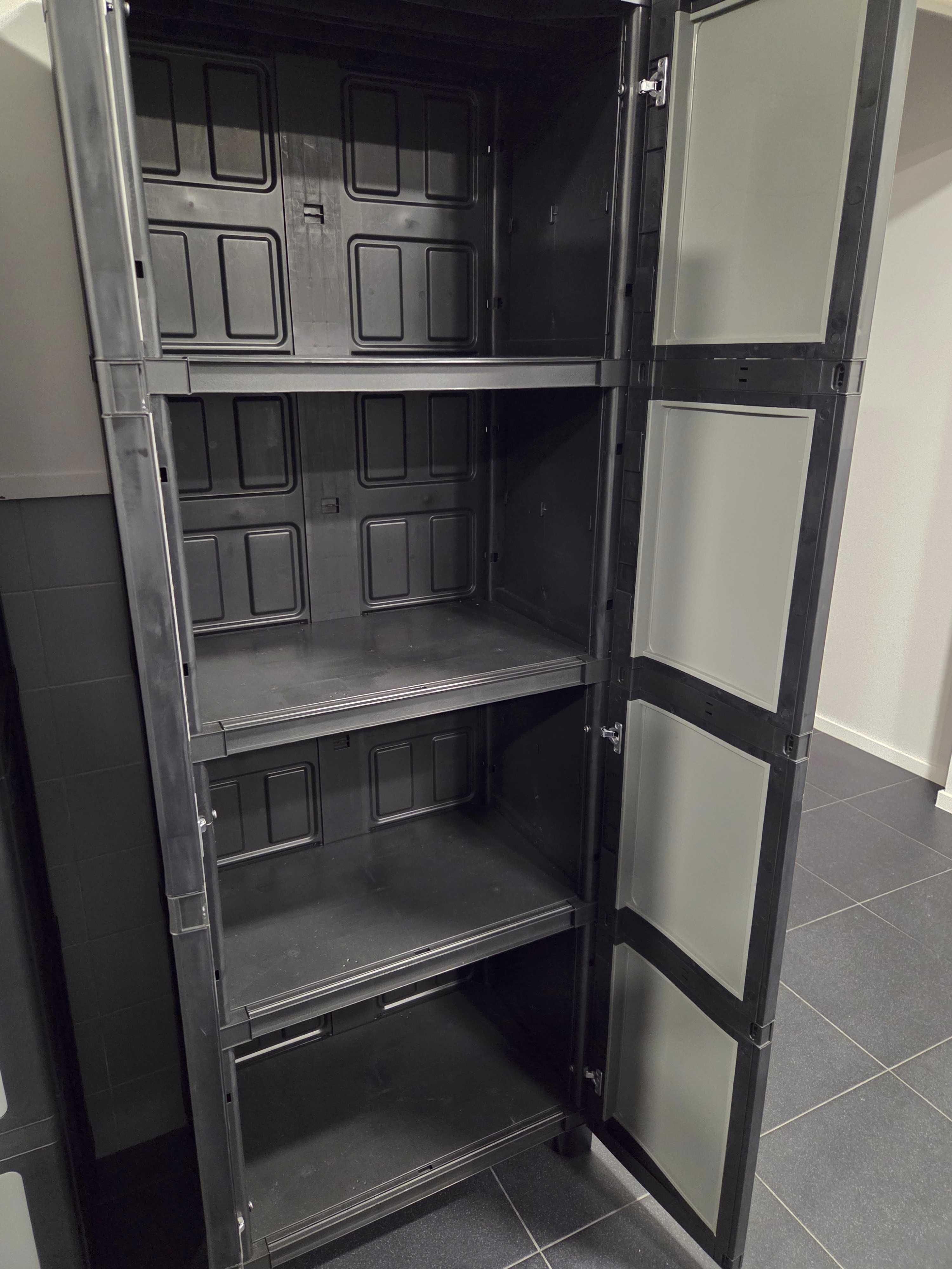 Armários de resina alto preto garagem 180x65x40 cm Spaceo