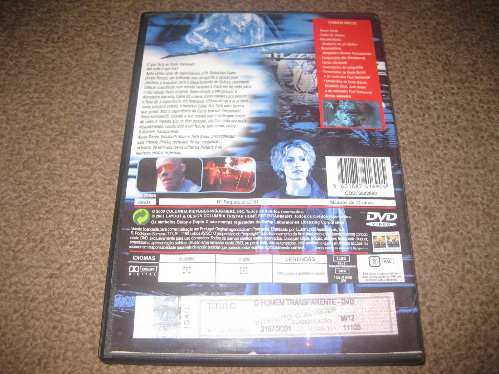DVD "O Homem Transparente" com Kevin Bacon