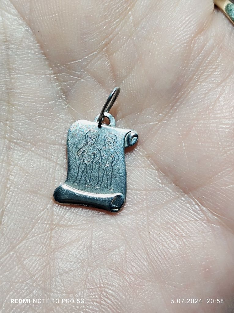 Zawieszka - znak zodiaku - bliźnięta - srebro 925 - vintage