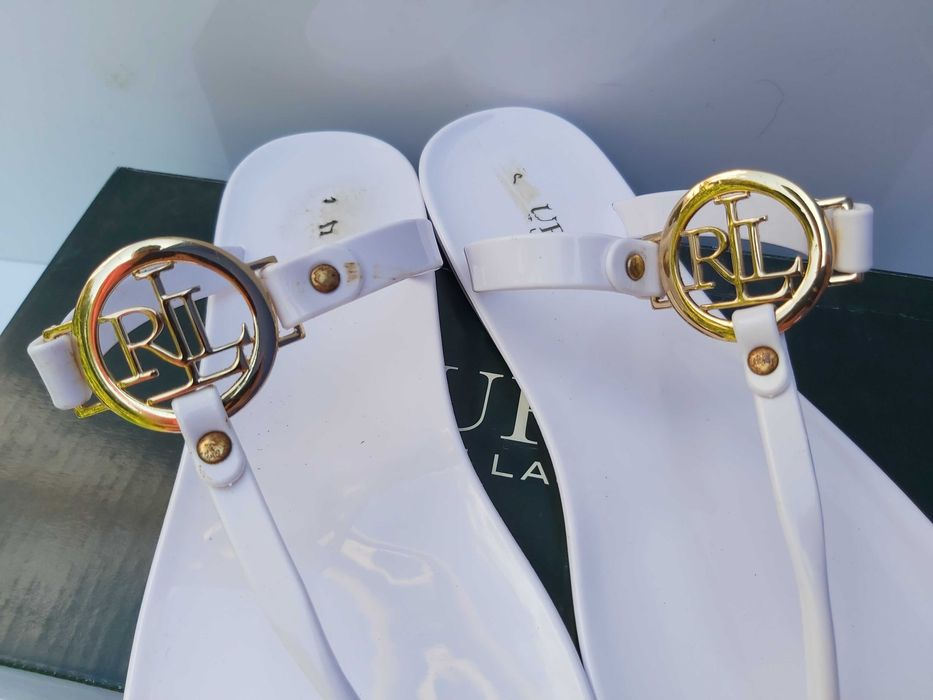 Ekskluzywne sandały japonki RALPH LAUREN białe 40.5