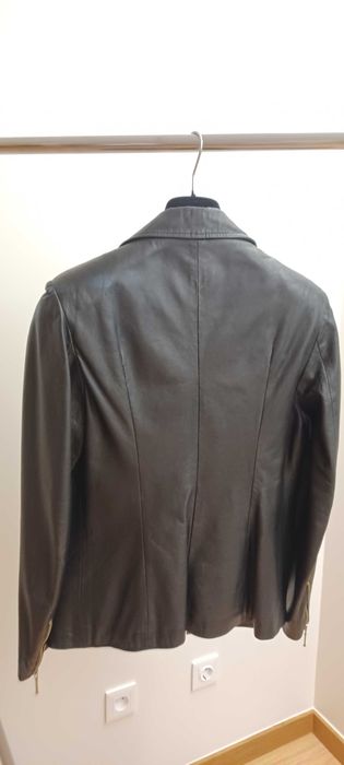 Casaco de couro genuíno Preto