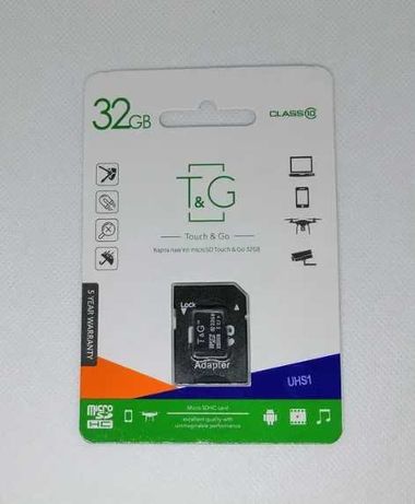 Карта памяти T&G microSD 32Gb (Class 10) + SD адаптер