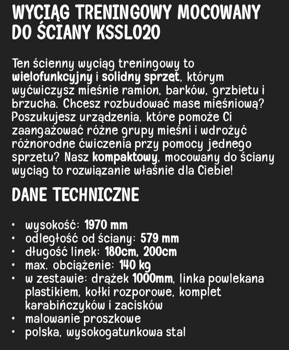 Wyciąg treningowy górny i dolny mocowany do sciany