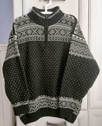 L 40 XL 42 oversize wełniany sweter vintage norweski 100% wełna jakość