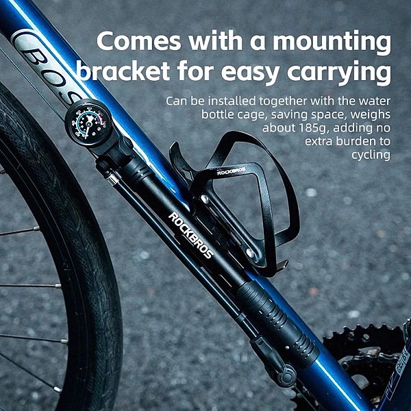 Pompka rowerowa Rockbros z manometrem - czarna