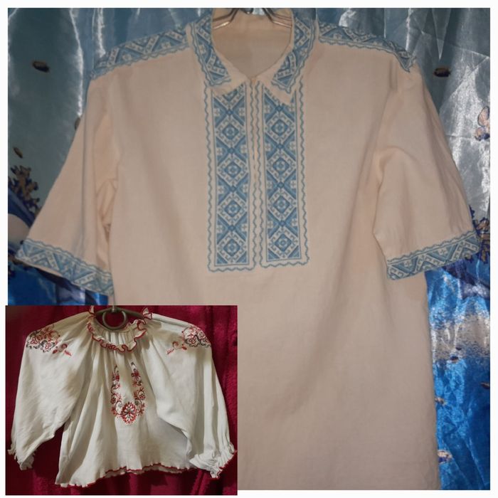 Вишиванка вишита хрестиком з льняної тканини і дитяча маленька.