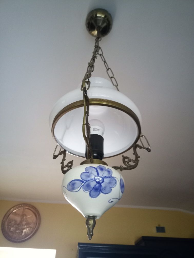 Lampa kuchenna mosiądz z ceramika