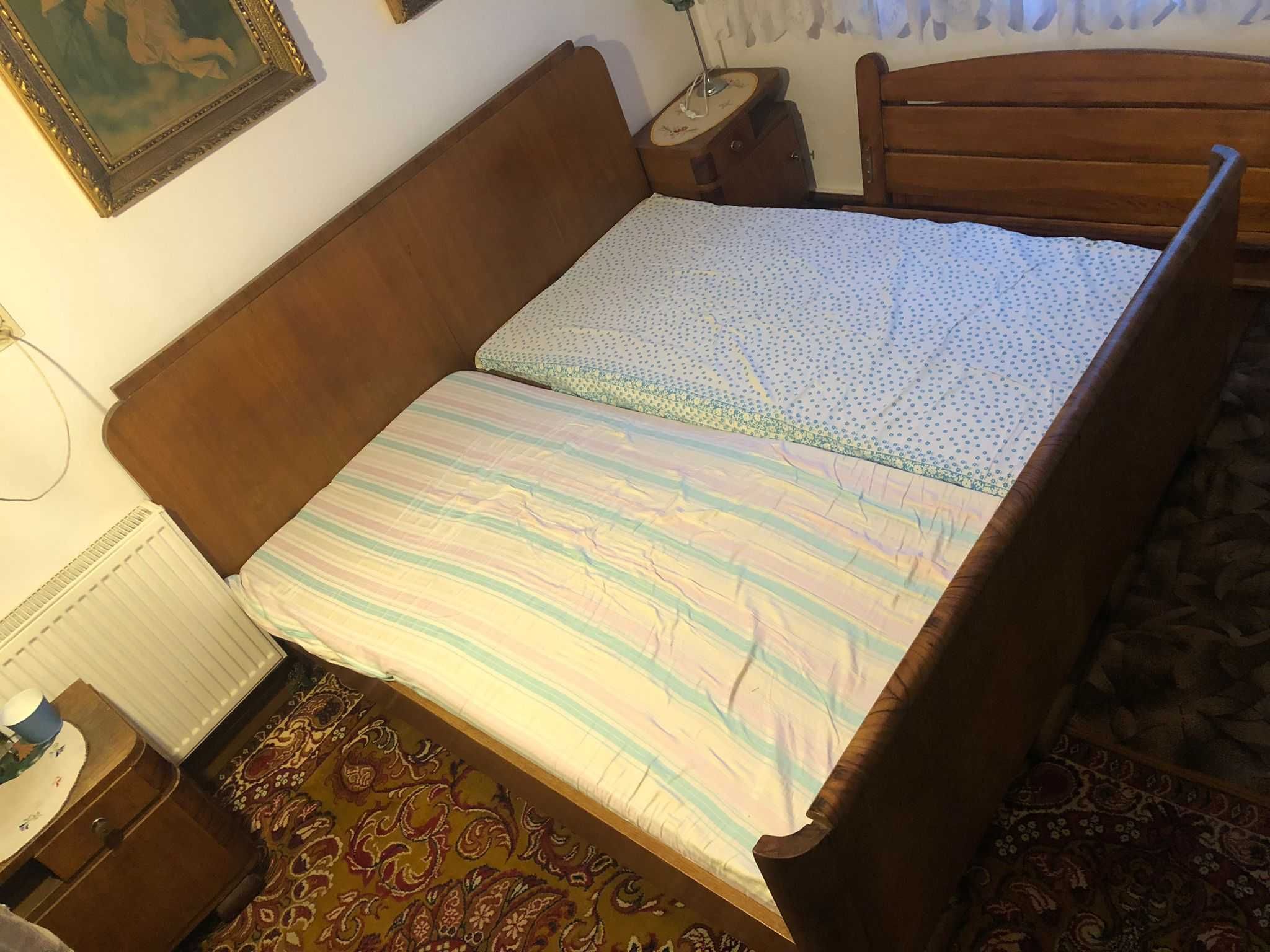 Przedwojenne drewniane podwójne łóżko+możliwy transport w Gdańsku