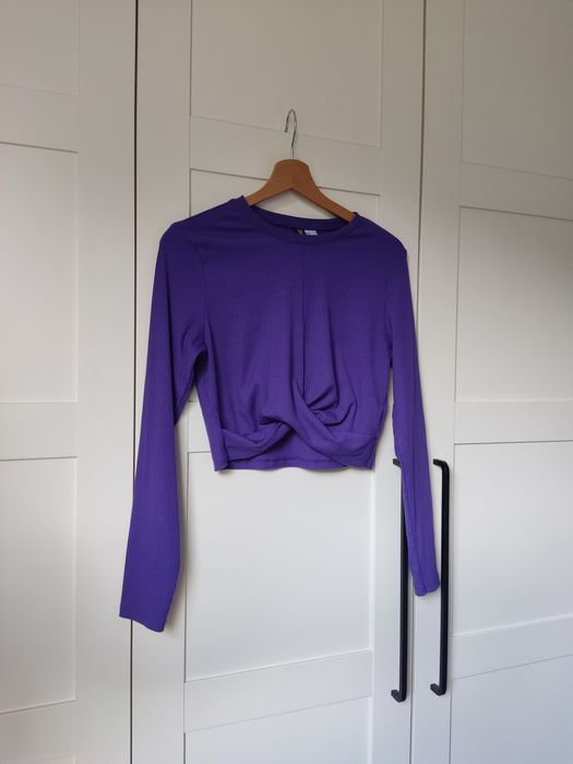 Fioletowy bakłażanowy crop top h&m rozmiar M/38