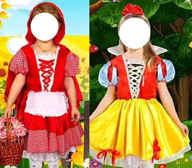 Дитячий карнавальний костюм 2 в 1  "БіЛОСНіЖКА та ЧЕРВОНА ШАПОЧКА"