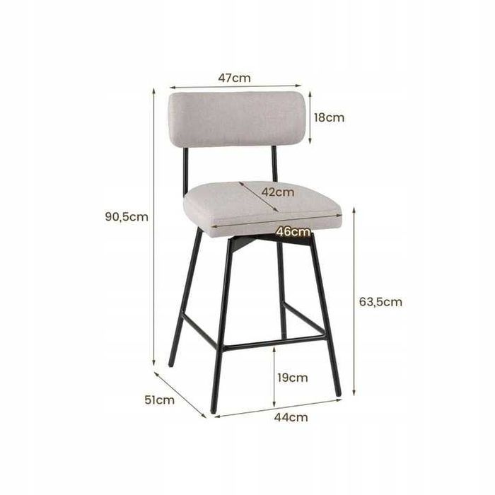 Zestaw stołek barowy Obrotowy hoker tapicerowany 2 szt