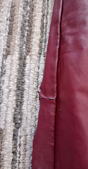 Spódnica ołówkowa z wysokim stanem bordowa ekoskórka suwak rozporek