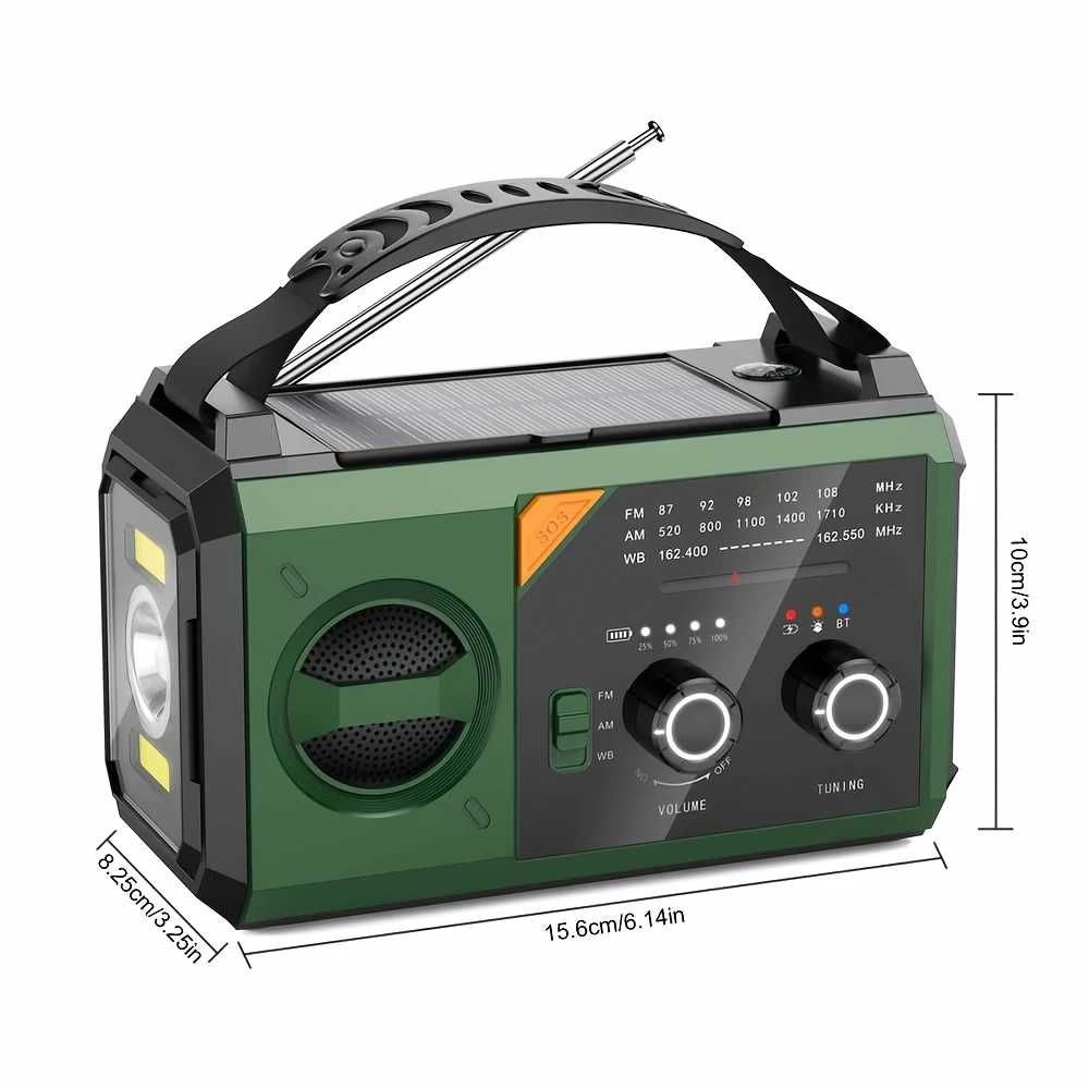 Rádio Emergência Energia Solar, Bateria 20.000mAh com Lanterna, ultimo