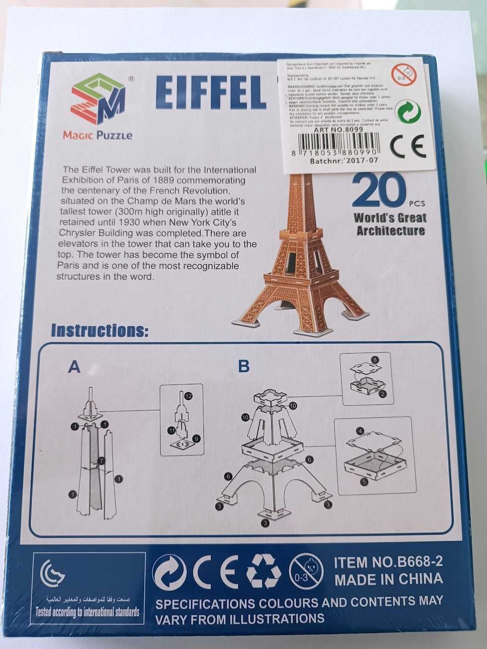 Novidade:Magic Puzzle Torre Eiffel 3D Puzzle 20 peças