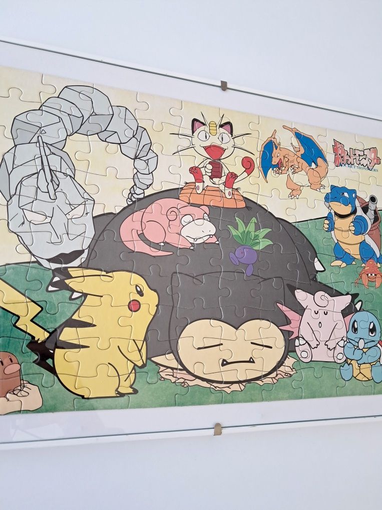 Quadro com Puzzle Vintage dos Pocket Monsters (Pokémon, Japão, 90s)