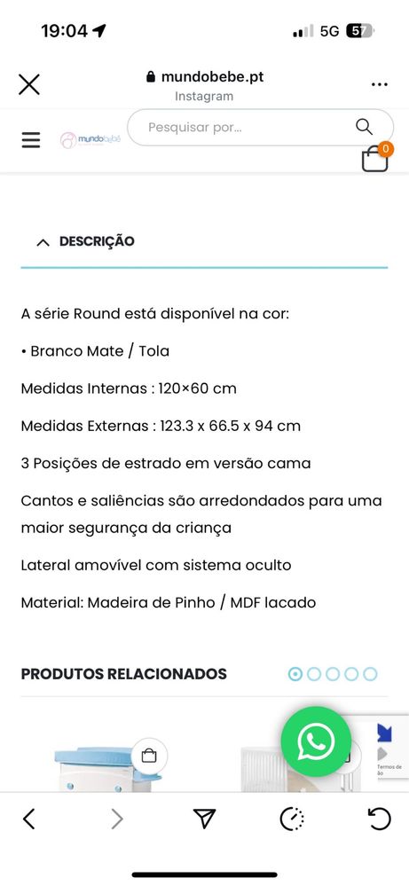 Trama Berço Round Branco / Faia