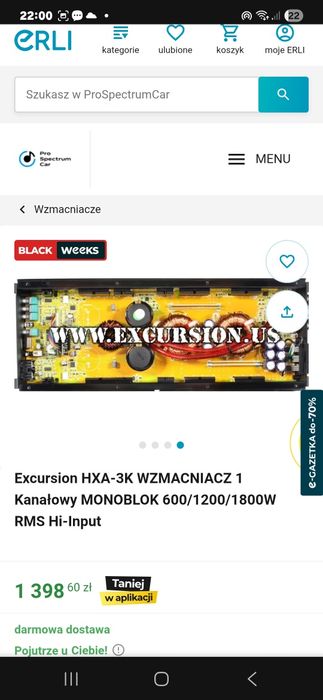 Wzmacniacz Excursion Hxa 3k 1800w rms 1ohm