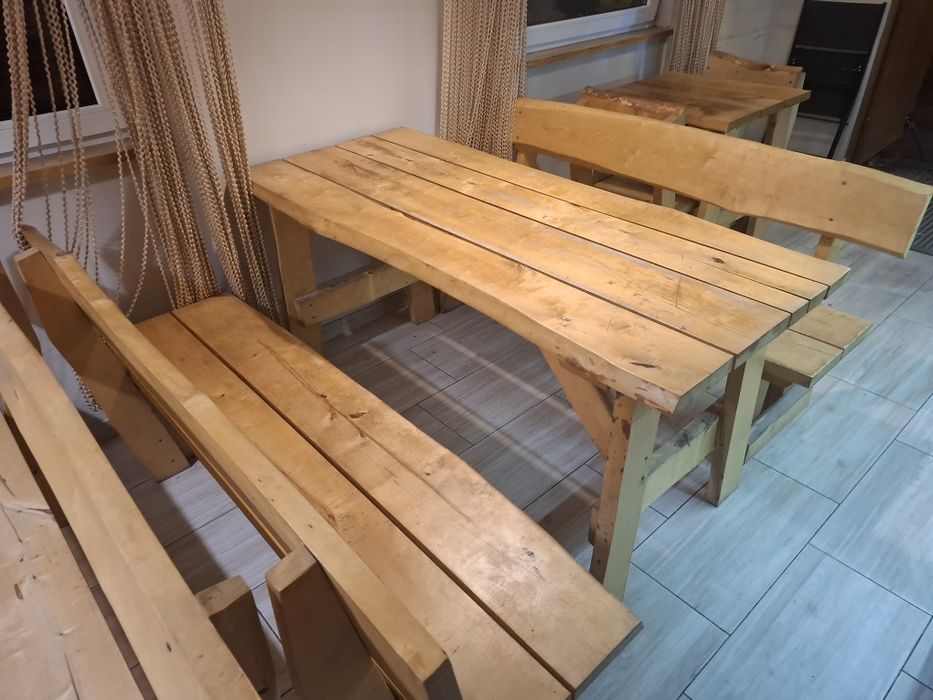 Stół bukowy z ławami 170cm/70cm