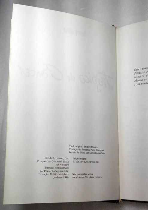 Livro Trópico de Câncer