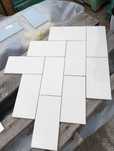 Белая Бежевая Плитка кабанчик на фартук Без Фаски 10x20 см