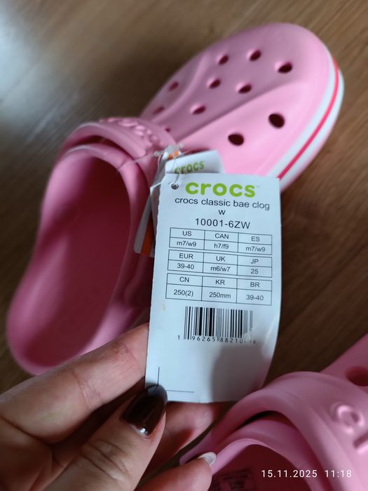 Nowe klapki CROCS pudrowy róż rozm.39