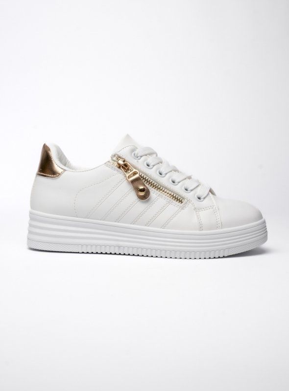 Super sneakersy białe z zamkiem buty adidasy trampki