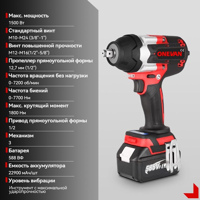 Гайковерт onevan 1200Nm 1800Nm 2800Nm